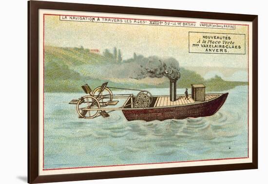 Denis Papin's First Steam Powered Boat, 18th Century-null-Framed Giclee Print