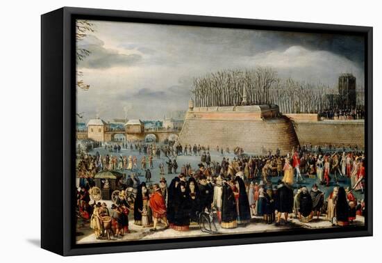 Denis van Alsloot / 'Skating Masquerade, or Carnival on Ice at the Kipdorppoort Moats in Antwerp...-DENIS VAN ALSLOOT-Framed Stretched Canvas