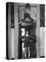 Denise Bruene Climbing Kitchen Door in Bare Feet, Her Hobby, Jan Bruene Says "Don't Fall on Me"-Gordon Parks-Stretched Canvas