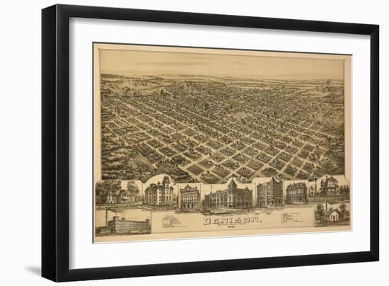 Denison, Texas - Panoramic Map-Lantern Press-Framed Art Print