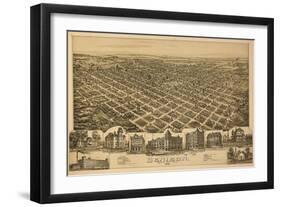 Denison, Texas - Panoramic Map-Lantern Press-Framed Art Print