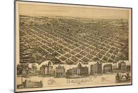 Denison, Texas - Panoramic Map-Lantern Press-Mounted Art Print