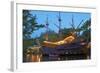 Denmark, Copenhagen, Amusement Park Tivoli, Sailing Ship, Historical, Replica, Illuminated, Evening-Chris Seba-Framed Photographic Print
