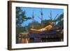 Denmark, Copenhagen, Amusement Park Tivoli, Sailing Ship, Historical, Replica, Illuminated, Evening-Chris Seba-Framed Photographic Print