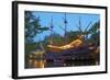 Denmark, Copenhagen, Amusement Park Tivoli, Sailing Ship, Historical, Replica, Illuminated, Evening-Chris Seba-Framed Photographic Print