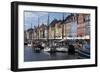 Denmark, Copenhagen, Nyhavn district. Colorful 17th and 18th century buildings, boats and canal-Alan Klehr-Framed Photographic Print