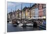 Denmark, Copenhagen, Nyhavn district. Colorful 17th and 18th century buildings, boats and canal-Alan Klehr-Framed Photographic Print