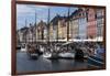 Denmark, Copenhagen, Nyhavn district. Colorful 17th and 18th century buildings, boats and canal-Alan Klehr-Framed Photographic Print