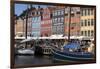 Denmark, Copenhagen, Nyhavn district. Colorful 17th and 18th century buildings, boats and canal-Alan Klehr-Framed Photographic Print