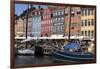 Denmark, Copenhagen, Nyhavn district. Colorful 17th and 18th century buildings, boats and canal-Alan Klehr-Framed Photographic Print