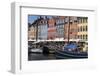 Denmark, Copenhagen, Nyhavn district. Colorful 17th and 18th century buildings, boats and canal-Alan Klehr-Framed Photographic Print