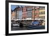 Denmark, Copenhagen, Nyhavn district. Colorful 17th and 18th century buildings, boats and canal-Alan Klehr-Framed Photographic Print