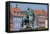 Denmark, Copenhagen, Nyhavn district in city center. Statue of the Bishop of Absalon-Alan Klehr-Framed Stretched Canvas