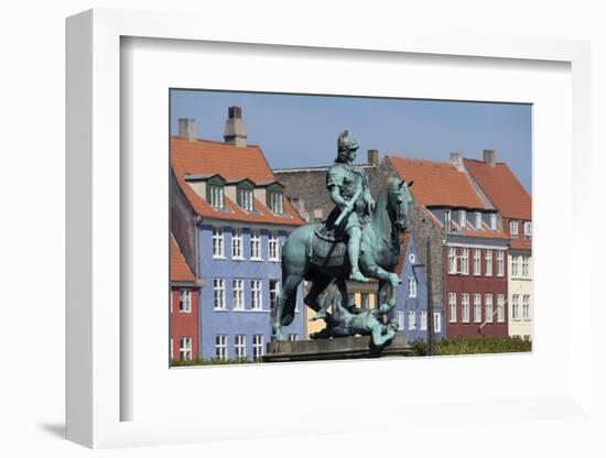 Denmark, Copenhagen, Nyhavn district in city center. Statue of the Bishop of Absalon-Alan Klehr-Framed Photographic Print