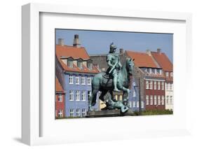 Denmark, Copenhagen, Nyhavn district in city center. Statue of the Bishop of Absalon-Alan Klehr-Framed Photographic Print