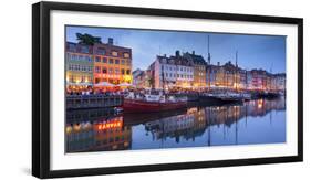 Denmark, Copenhagen, Nyhavn, Night-Rainer Mirau-Framed Photographic Print