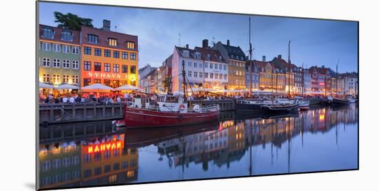 Denmark, Copenhagen, Nyhavn, Night-Rainer Mirau-Mounted Photographic Print