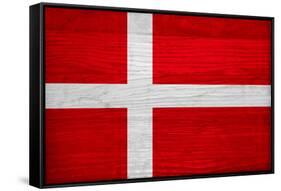 Denmark Flag Design with Wood Patterning - Flags of the World Series-Philippe Hugonnard-Framed Stretched Canvas