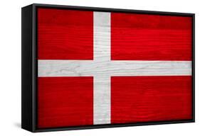 Denmark Flag Design with Wood Patterning - Flags of the World Series-Philippe Hugonnard-Framed Stretched Canvas