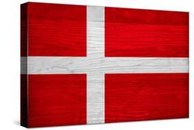 Denmark Flag Design with Wood Patterning - Flags of the World Series-Philippe Hugonnard-Stretched Canvas