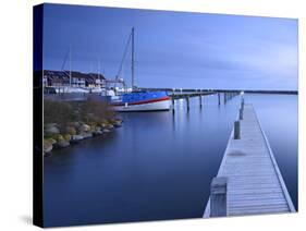 Denmark, Island M¿n, Klintholm Havn, Footbridge, Sail Yachts and Summer Cottages in the Harbour-Andreas Vitting-Stretched Canvas