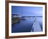 Denmark, Island M¿n, Klintholm Havn, Footbridge, Sail Yachts and Summer Cottages in the Harbour-Andreas Vitting-Framed Photographic Print