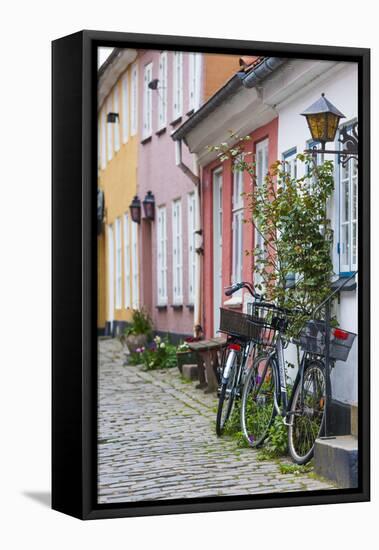 Denmark, Jutland, Aalborg, Houses Along Hjelmerstald Street-Walter Bibikow-Framed Stretched Canvas