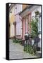 Denmark, Jutland, Aalborg, Houses Along Hjelmerstald Street-Walter Bibikow-Framed Stretched Canvas