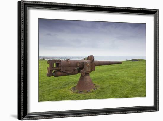 Denmark, Jutland, Frederikshavn, Bangsbo Fort, Small Coastal Artillery Gun-Walter Bibikow-Framed Photographic Print