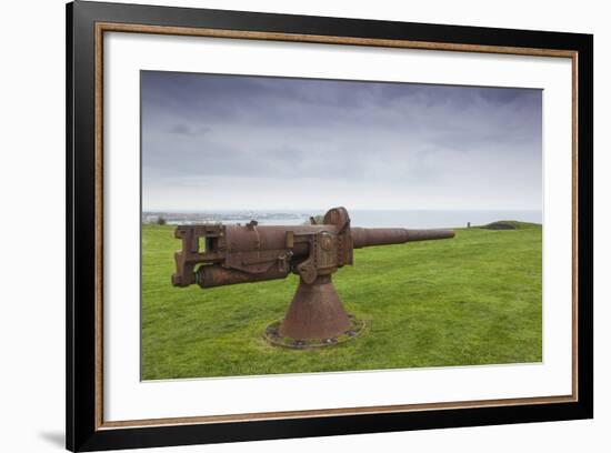 Denmark, Jutland, Frederikshavn, Bangsbo Fort, Small Coastal Artillery Gun-Walter Bibikow-Framed Photographic Print