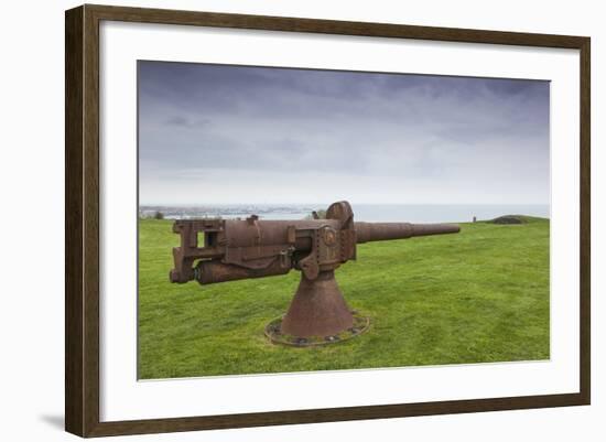 Denmark, Jutland, Frederikshavn, Bangsbo Fort, Small Coastal Artillery Gun-Walter Bibikow-Framed Photographic Print