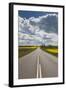 Denmark, Jutland, Hobro, Country Road with Rapeseed Fields, Springtime-Walter Bibikow-Framed Photographic Print