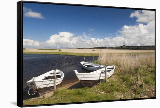 Denmark, Jutland, Nymendegab, Small Harbor on the Ringkobing Fjord-Walter Bibikow-Framed Stretched Canvas