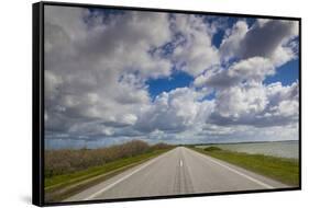 Denmark, Jutland, Oslos, Route 11 Road by the Limfjorden-Walter Bibikow-Framed Stretched Canvas