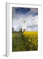 Denmark, Jutland, Oslos, Town Church with Rapeseed Field, Springtime-Walter Bibikow-Framed Photographic Print