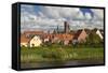 Denmark, Jutland, Ribe, Town View from the Ribe River-Walter Bibikow-Framed Stretched Canvas