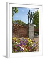 Denmark, Roskilde, Flowerbed, Pansies, Monument in Front of the Cathedral-Chris Seba-Framed Photographic Print