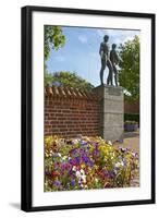 Denmark, Roskilde, Flowerbed, Pansies, Monument in Front of the Cathedral-Chris Seba-Framed Photographic Print