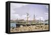 Denmark, Ships Loading in the Port of Copenaghen, 1881-null-Framed Stretched Canvas