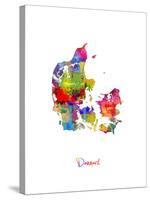 Denmark Watercolor Map-Michael Tompsett-Stretched Canvas