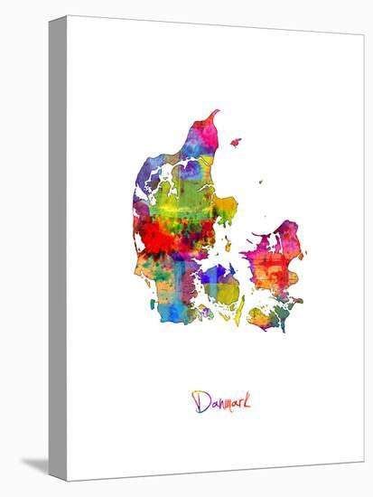 Denmark Watercolor Map-Michael Tompsett-Stretched Canvas