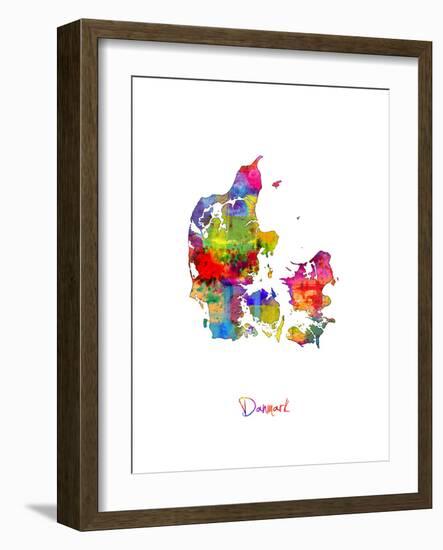 Denmark Watercolor Map-Michael Tompsett-Framed Art Print