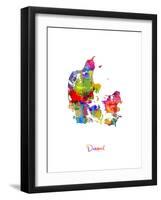 Denmark Watercolor Map-Michael Tompsett-Framed Art Print