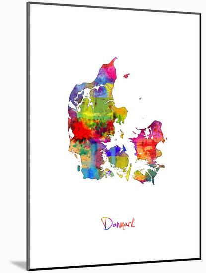 Denmark Watercolor Map-Michael Tompsett-Mounted Art Print