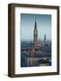 Denmark, Zealand, Copenhagen, Elevated City View with Town Hall, Dawn-Walter Bibikow-Framed Photographic Print