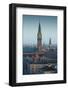 Denmark, Zealand, Copenhagen, Elevated City View with Town Hall, Dawn-Walter Bibikow-Framed Photographic Print