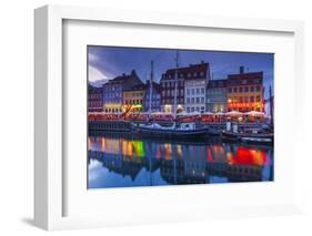 Denmark, Zealand, Copenhagen, Nyhavn Harbor, Evening-Walter Bibikow-Framed Photographic Print