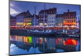 Denmark, Zealand, Copenhagen, Nyhavn Harbor, Evening-Walter Bibikow-Mounted Photographic Print