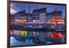 Denmark, Zealand, Copenhagen, Nyhavn Harbor, Evening-Walter Bibikow-Framed Photographic Print