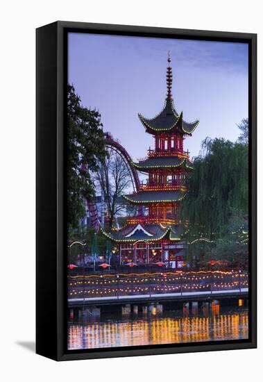 Denmark, Zealand, Copenhagen, Tivoli Gardens Amuseument Park, Chinese pavillion-Walter Bibikw-Framed Stretched Canvas